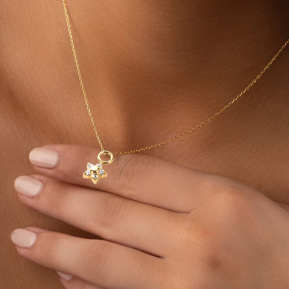 Flower Plum Blossom Love Stainless Steel Zircon Necklace