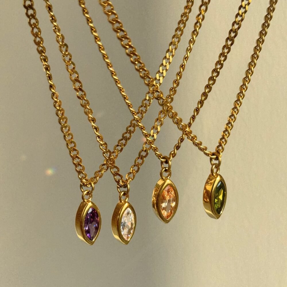 Colored Horse Eye Colored Zircon Pendant Necklace - Image 2