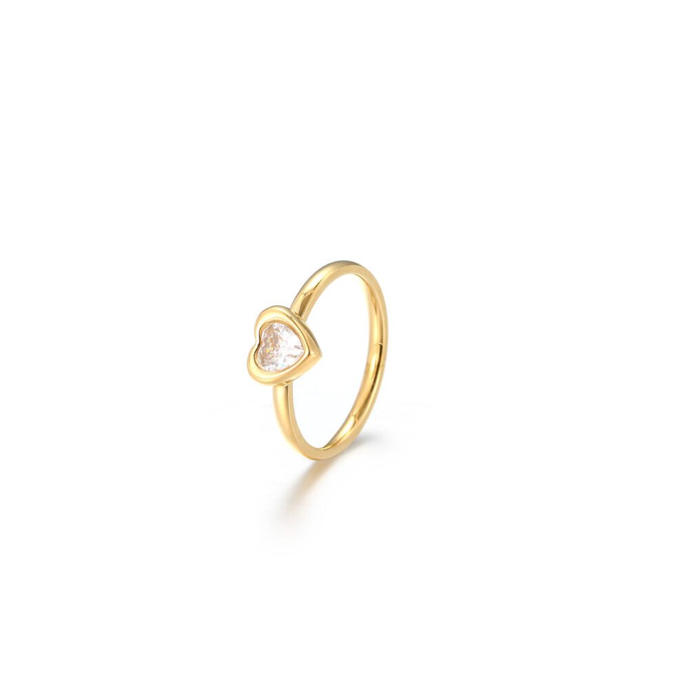 Stainless Steel Zircon Heart Ring - Image 5