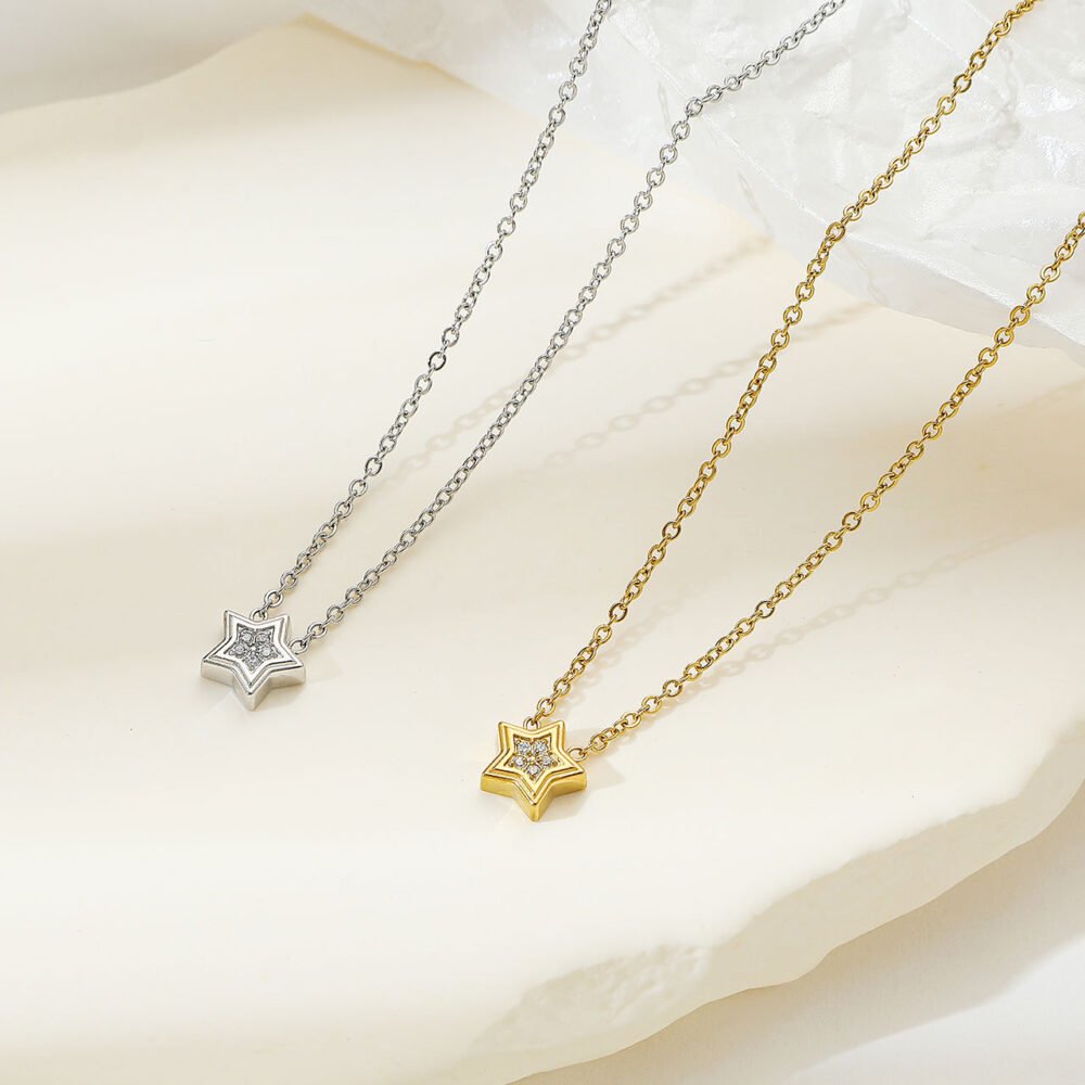 Five-Pointed Star With Diamonds Necklace
