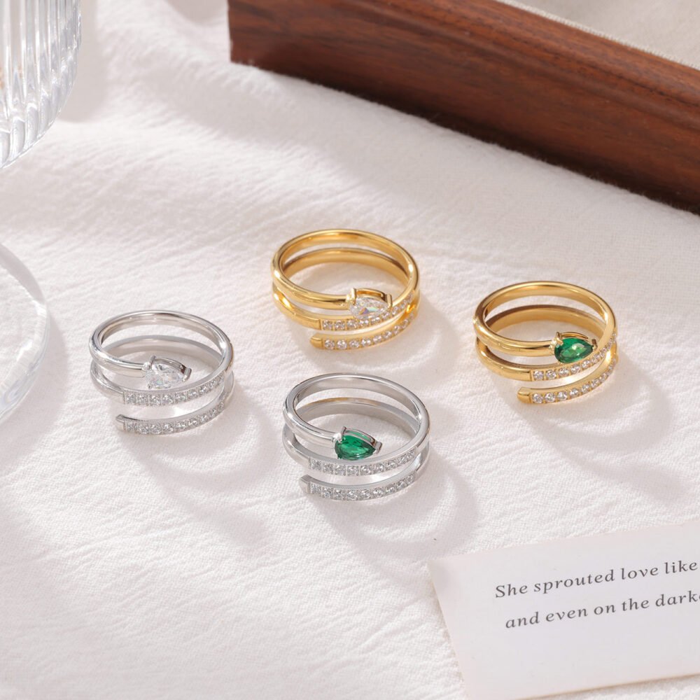 Winding Snake Inlaid With Diamond Snake Ring