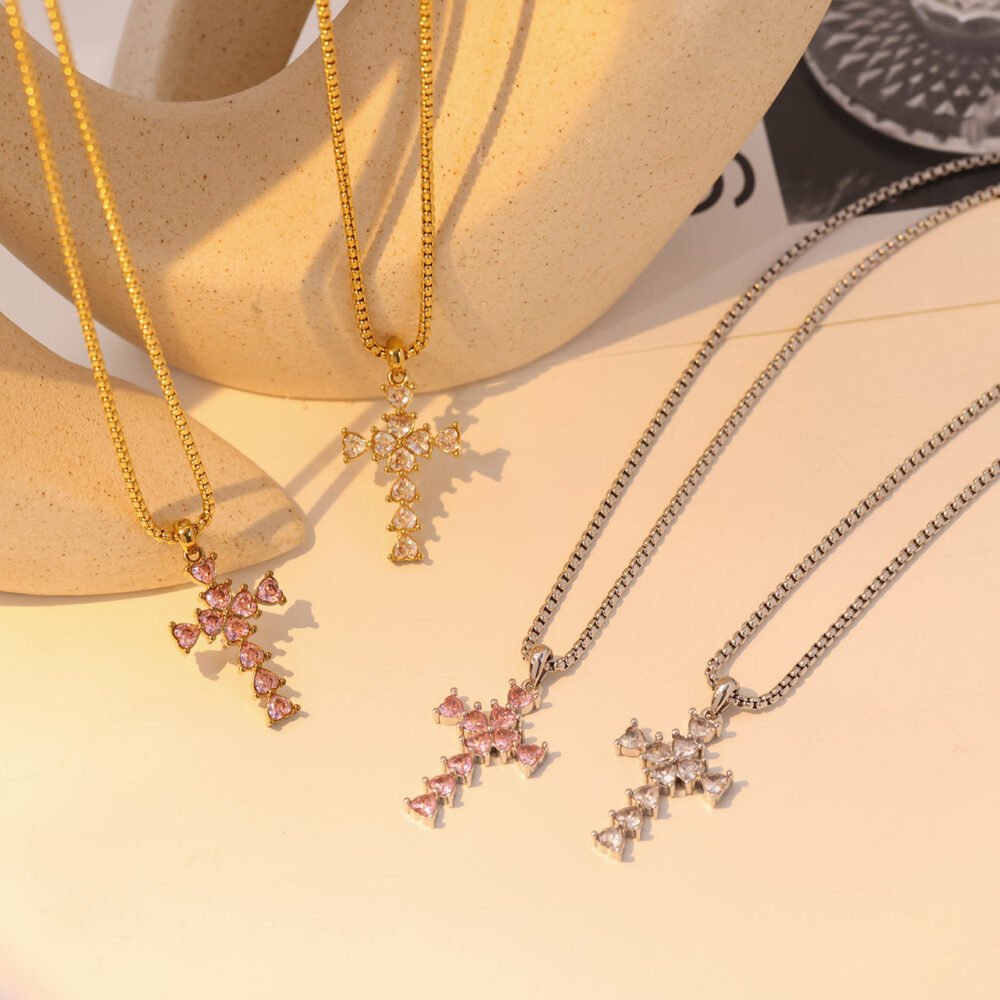 Love Cross Inlay Necklace - Image 2