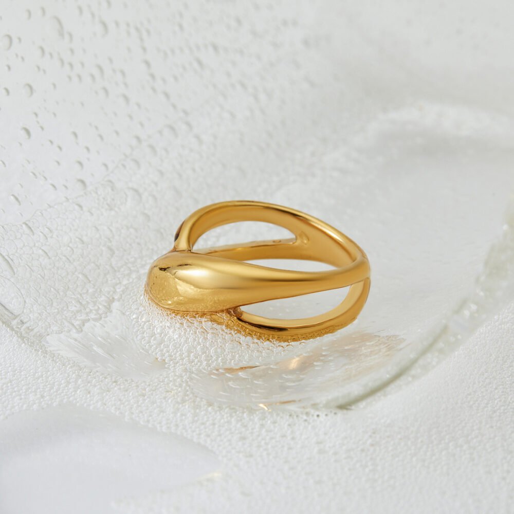 Smooth Cross Large Arc Shape 316 Irregular Ring - Image 3