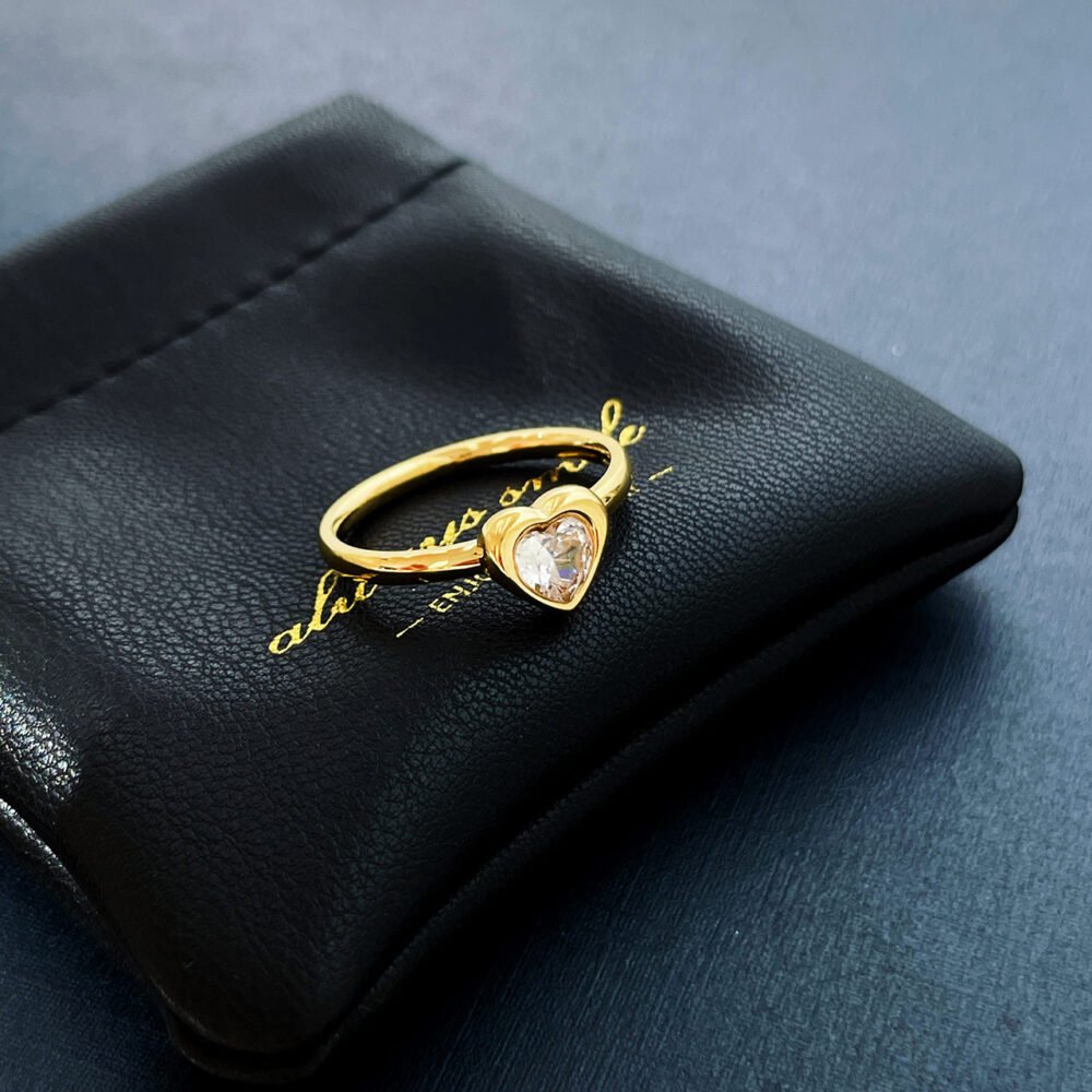 Stainless Steel Zircon Heart Ring - Image 3