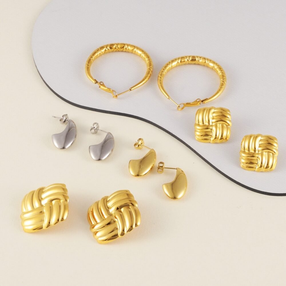 Stainless Steel Water Drop Inverted Hook Shape Earrings - Image 2