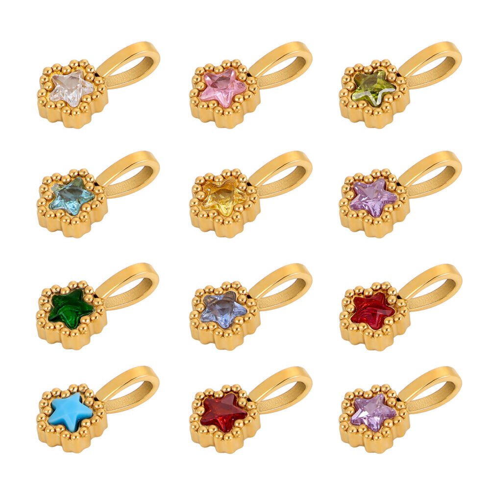 Five-Pointed Star Zircon December Birthstone Pendants & Charms