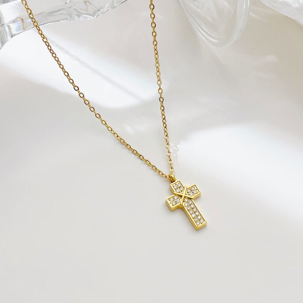 Cross Inlaid With Full Diamonds Necklace - Image 3