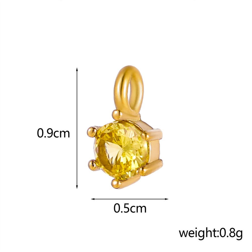 Stainless Steel Round Water Drop Zircon Pendants & Charms - Image 5