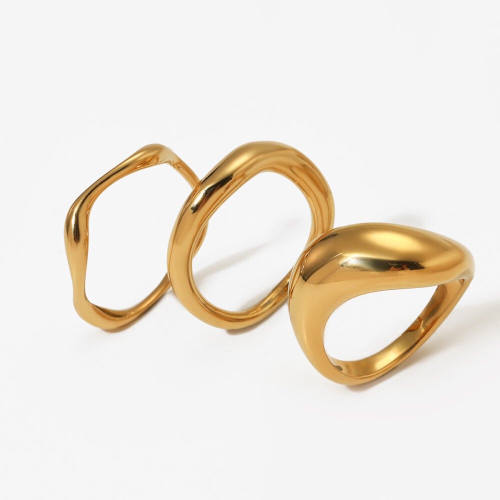 316 Smooth Plain Ring Irregular Multi-Layer Ring - Image 5