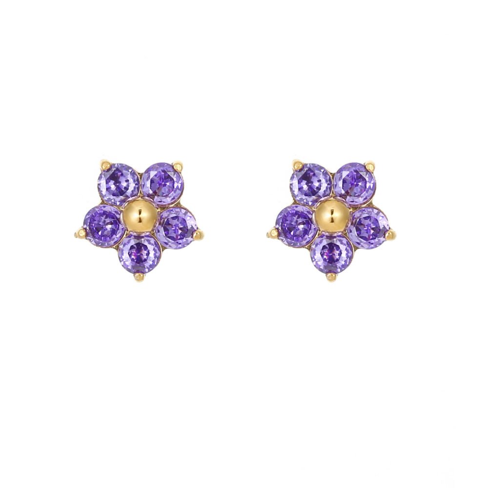 Flower With Diamond Petals Earrings - Image 5