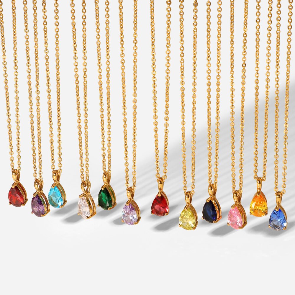 December Color Inlaid Zircon Water Drop Pendants & Charms - Image 2