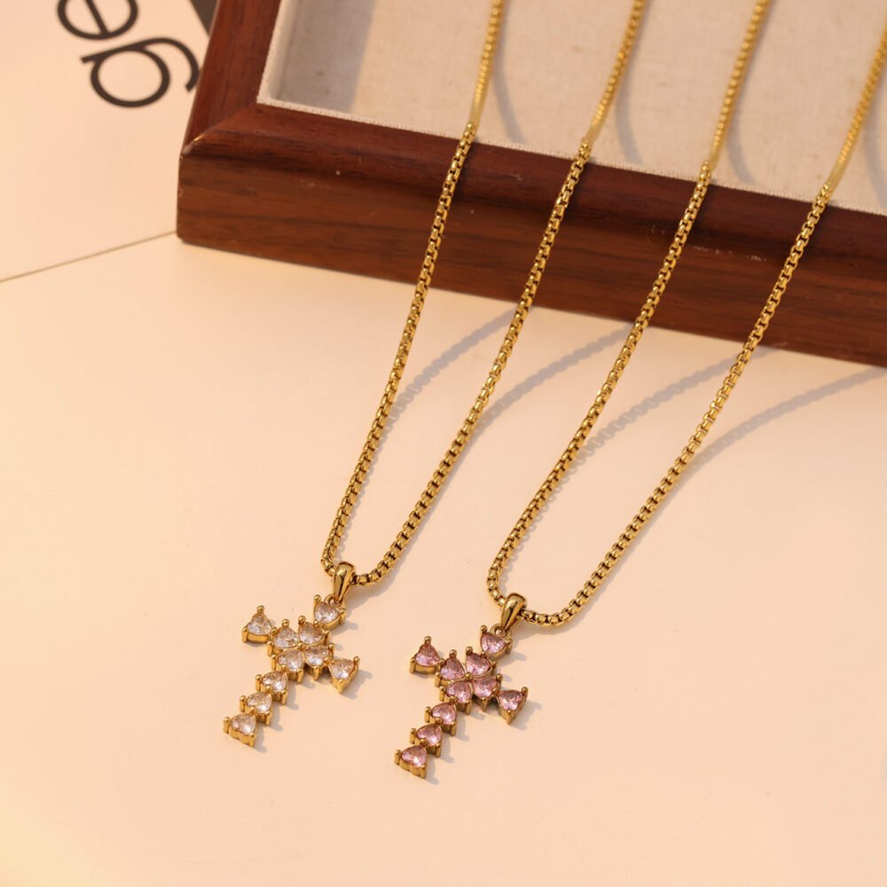 Love Cross Inlay Necklace - Image 3