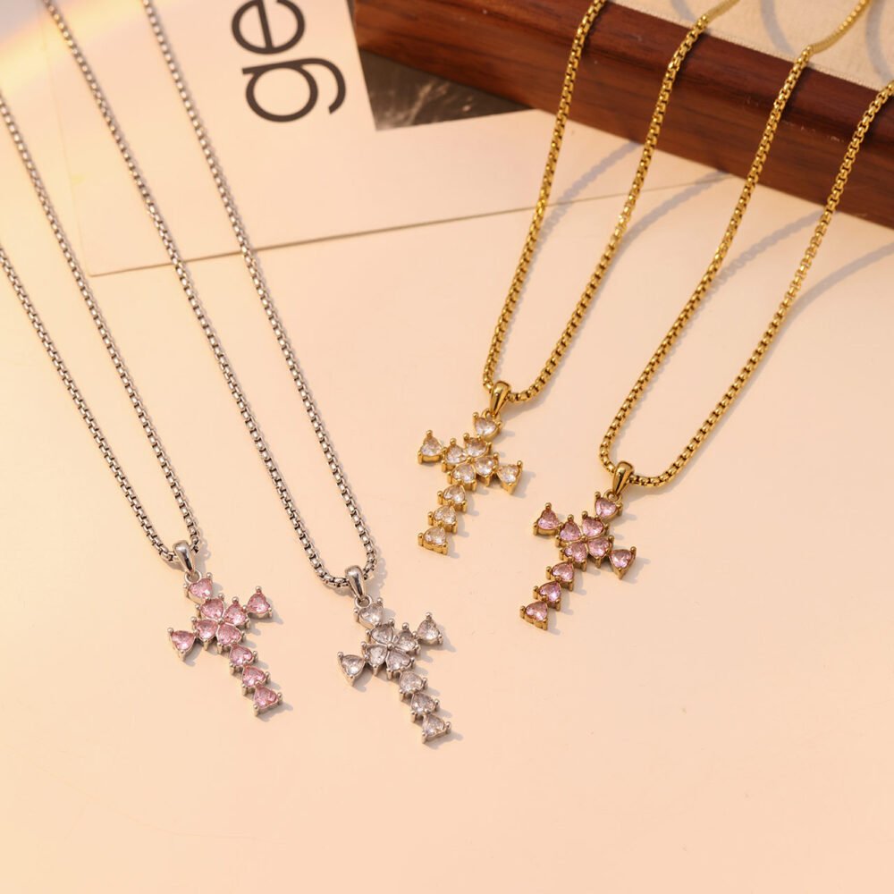 Love Cross Inlay Necklace