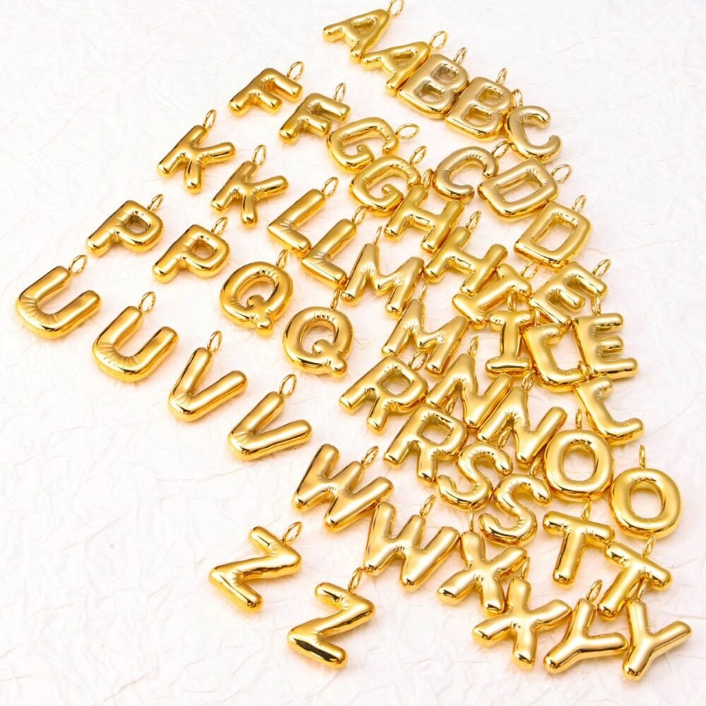 Stainless Steel Chubby Bubble Letters Pendants & Charms - Image 2