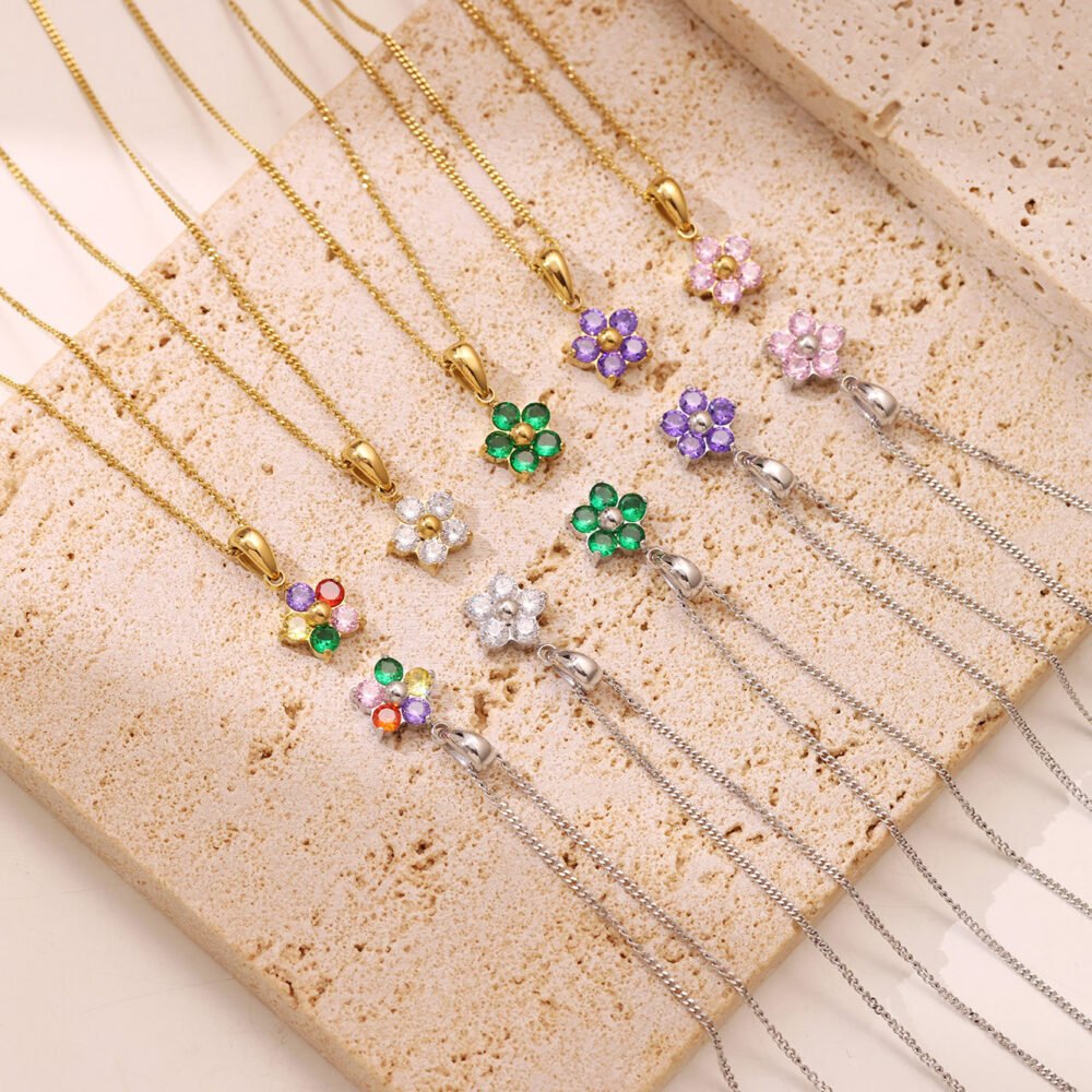 Flower Stainless Steel Necklace - Image 2
