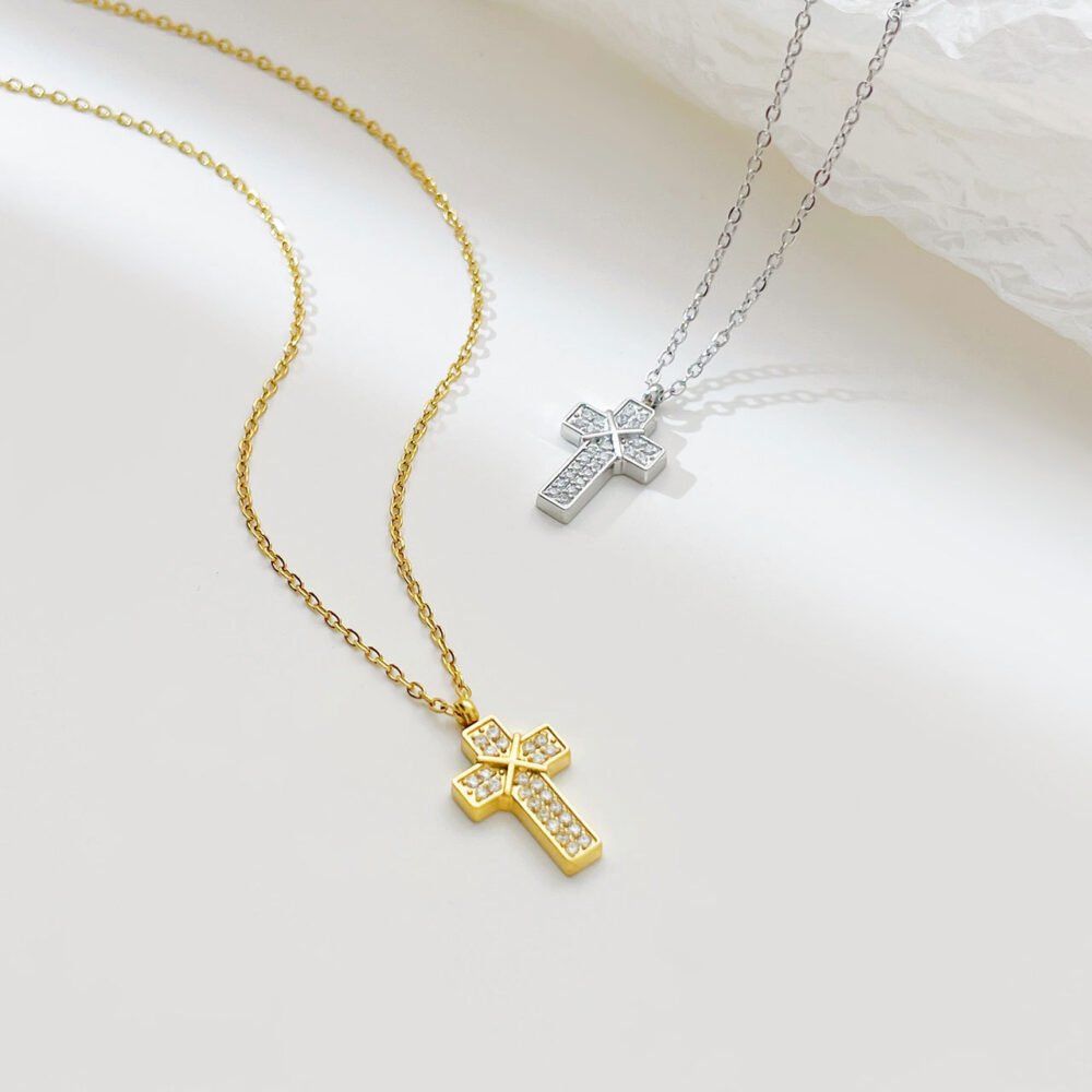 Cross Inlaid With Full Diamonds Necklace - Image 2