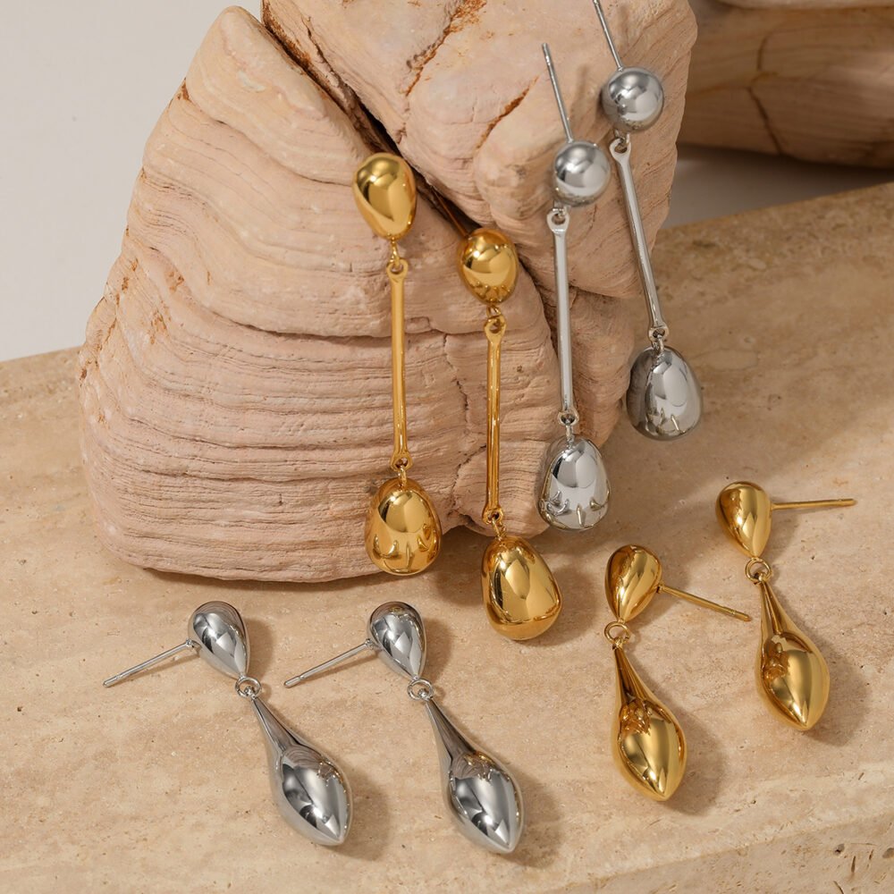 Long Water Drop Drops Jewelry Set - Image 2