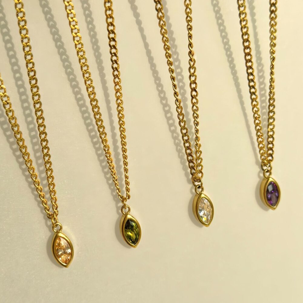 Colored Horse Eye Colored Zircon Pendant Necklace - Image 4