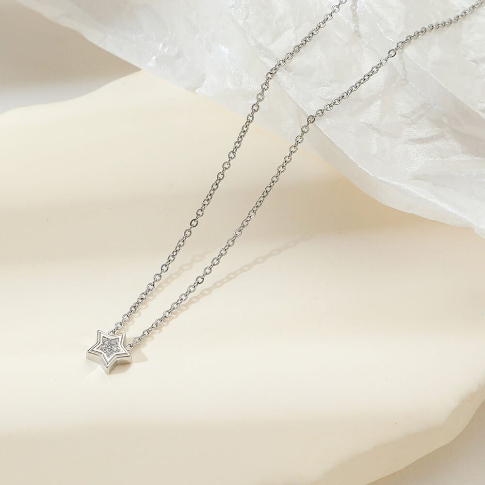 Five-Pointed Star With Diamonds Necklace - Image 4