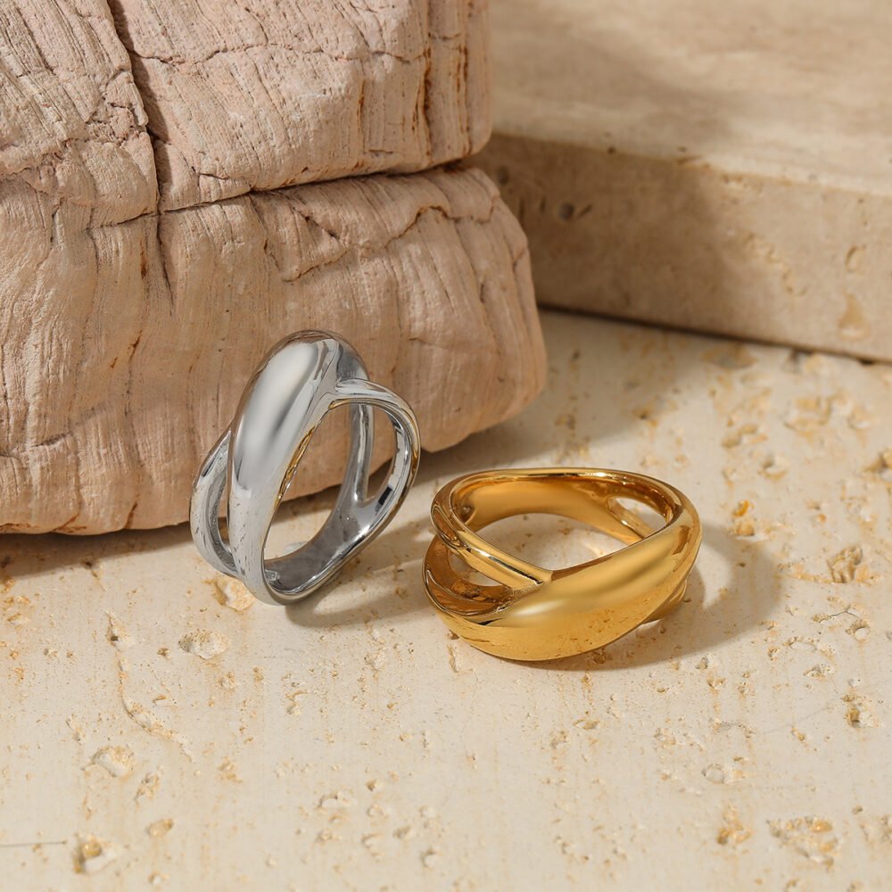 Smooth Cross Large Arc Shape 316 Irregular Ring