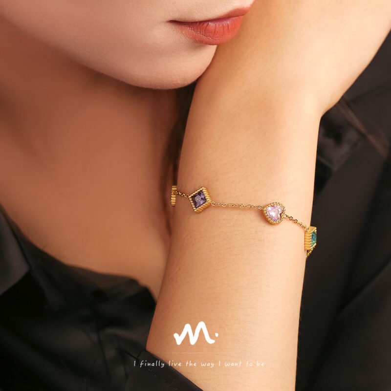 Heart Square Titanium Bracelet